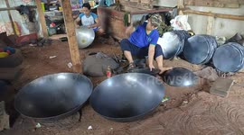 Production of steel wok in Bogor, West Java, Indonesia