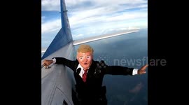 Trump impersonator leaps from plane to free fall through the skies
