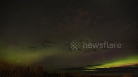 Northern Lights Are Seen Clearly From The City Of Thompson In Northern Manitoba