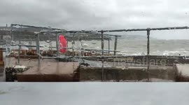 Watch as Storm Alex sends huge waves crashing over the Folkestone Harbour Arm in Kent