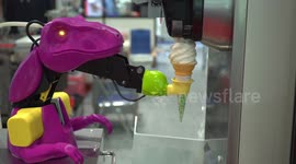 Japanese robot dog serves ice cream to follow social distancing rules