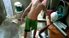 Struggling family have to scoop rainwater from their home after 'heartless landlord removed roof'