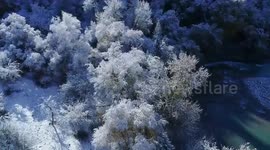 Stunning drone footage of snow-covered trees and mountains in China's Xinjiang