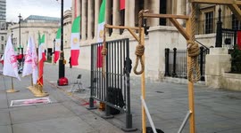 Gallows erected outside the national gallery for World against the death penalty day