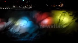 Niagara Falls freezes over [late evening shots & night lights]