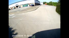 Sneaky thief stealing goods on his bike and cart