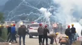 Chinese villagers from two villages shoot fireworks at each other over land dispute