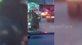 Filipino man decorates motorcycle with Christmas lights in September