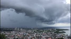 Timelapse of thunderstorm moving across Port of Spain, Trinidad
