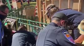 Protesters tear down obelisk after three days of occupation in Santa Fe, New Mexico