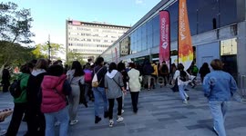 LGBT+ support protest enter a train station in Nantes, France