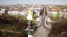 drone footage German Corona lockdown - Friedensengel, Munich