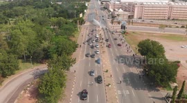 Shooting a protest in Nigeria from a drone. Water cannons disperse people in Abuja