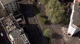 drone footage German Corona lockdown - empty street, Cologne