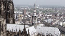 drone footage German Corona lockdown - cathedral, Cologne
