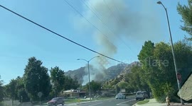 US: Brush Fire At Cemetery In Chatsworth, LA, CA