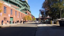 Bostonians line up to cast their vote at Fenway Park
