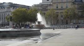 Trafalgar Square Fountains Spray Everywhere