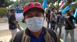 Interview of The Chief of The Combined Indonesian Labor Union during the anti-government demonstration in Jakarta