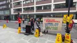 Cleaners working for Facebook protested the job cuts outside company's London office