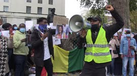 Guineans in UK protest president Alpha Conde after opposition claim election was rigged