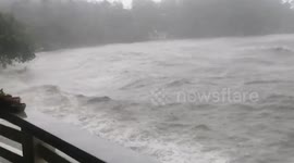 Typhon Molave Strong Waves Batter Coastal Homes In The Philippines