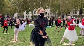 Ballet dancers stage Swan Lake protest in London's Parliament Square