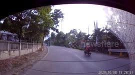 Speeding truck hits two motorcycles sandwiching them between bumper and car in front