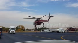 Air tanker landing at Boulder Municipal Airport to refuel