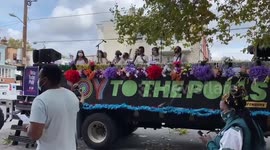 U.S. Voters Dance While Waiting In Queues For Election Ballots