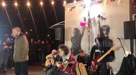 Street concert in a residential area of Minsk in support of Belarusian protesters