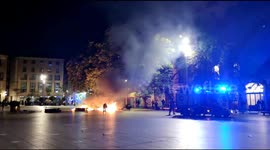 Clashes between police and demonstrators in Barcelona.