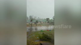 Typhoon Goni tears roof from school building in the Philippines