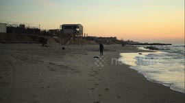 Sunset on the beach of Gaza City