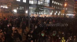 Hundreds of protestors flood the streets of D.C. setting off fireworks and waiting for election results