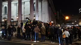 People On Steps Of St Martin's Church During Anti Lockdown Protest