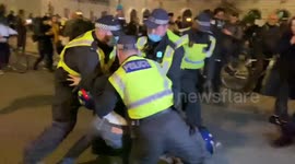 Police use force to disperse anti lockdown crowd in central London