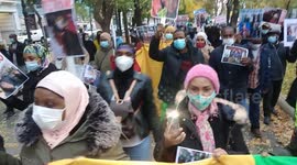 Ciudadanos de Guinea Conakry se manifiestan en contra  del dictador Alpha Conde en Madrid, España