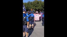 Austin Police Department separates Biden and Trump supporters at Austin, TX election rally