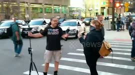 Trump and Biden supporters clash in Michigan