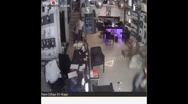 Turkish woman grabs colleagues during earthquake