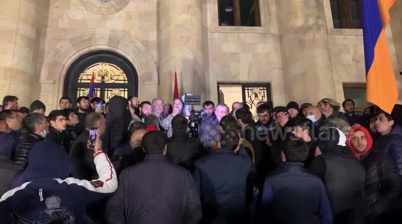 Yerevan protesters speak at parliament after nagorno-Karabakh peace deal