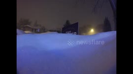 Stunning timelapse footage as Canadian snowstorm deposits half a meter of snow in overnight blizzard