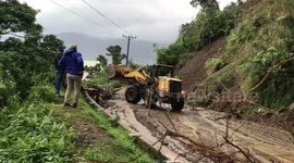 Rocks tumble down mountain as Typhoon Vamco causes landslides in the Philippines