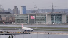 First aircraft to use the new parallel taxiway at London City Airport