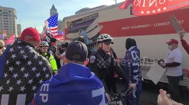 STOP THE STEAL rally back the blue chants as police ride through