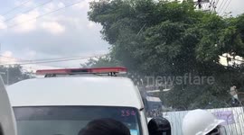 Children blasted with irritant chemicals fired by water cannons at protest in Thailand