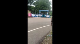 Alone Jumbo enters the village opening by the gate is captured on Camera