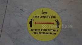 'Stay Close to God - but keep a safe distance from everyone else!' social distancing rules at St James Church Piccadilly