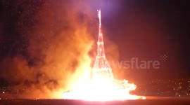 Burning of 'Temple' in Londonderry, Northern Ireland